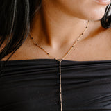 Ellie Black Enamel Lariat Necklace