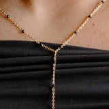 Ellie Black Enamel Lariat Necklace