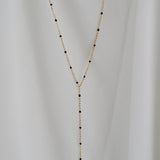Ellie Black Enamel Lariat Necklace