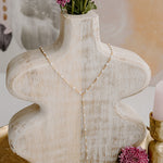 Ellie White Enamel Lariat Necklace in 14k gold filled and sterling silver with minimal drop design