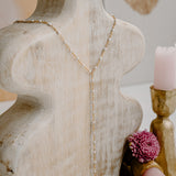 Ellie White Enamel Lariat Necklace in 14k gold filled and sterling silver with minimal drop design