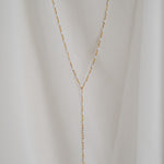 Ellie White Enamel Lariat Necklace in 14k gold filled and sterling silver with minimal drop design