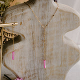 Maxine Fushia Lariat Necklace