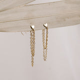 Beau Heart Double Drop Chain Earrings
