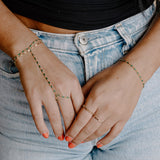 Maisie Glass Hand Chain – Emerald