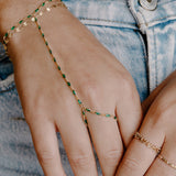 Maisie Glass Hand Chain – Emerald