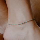 Maisie Glass Anklet – Turquoise