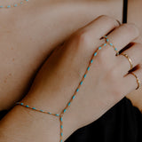Maisie Glass Hand Chain - Turquoise