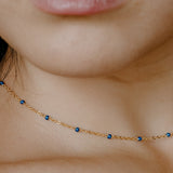 Ellie Enamel Necklace - Sapphire Blue