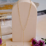 Esme Sculpted Bar Chain Lariat Necklace